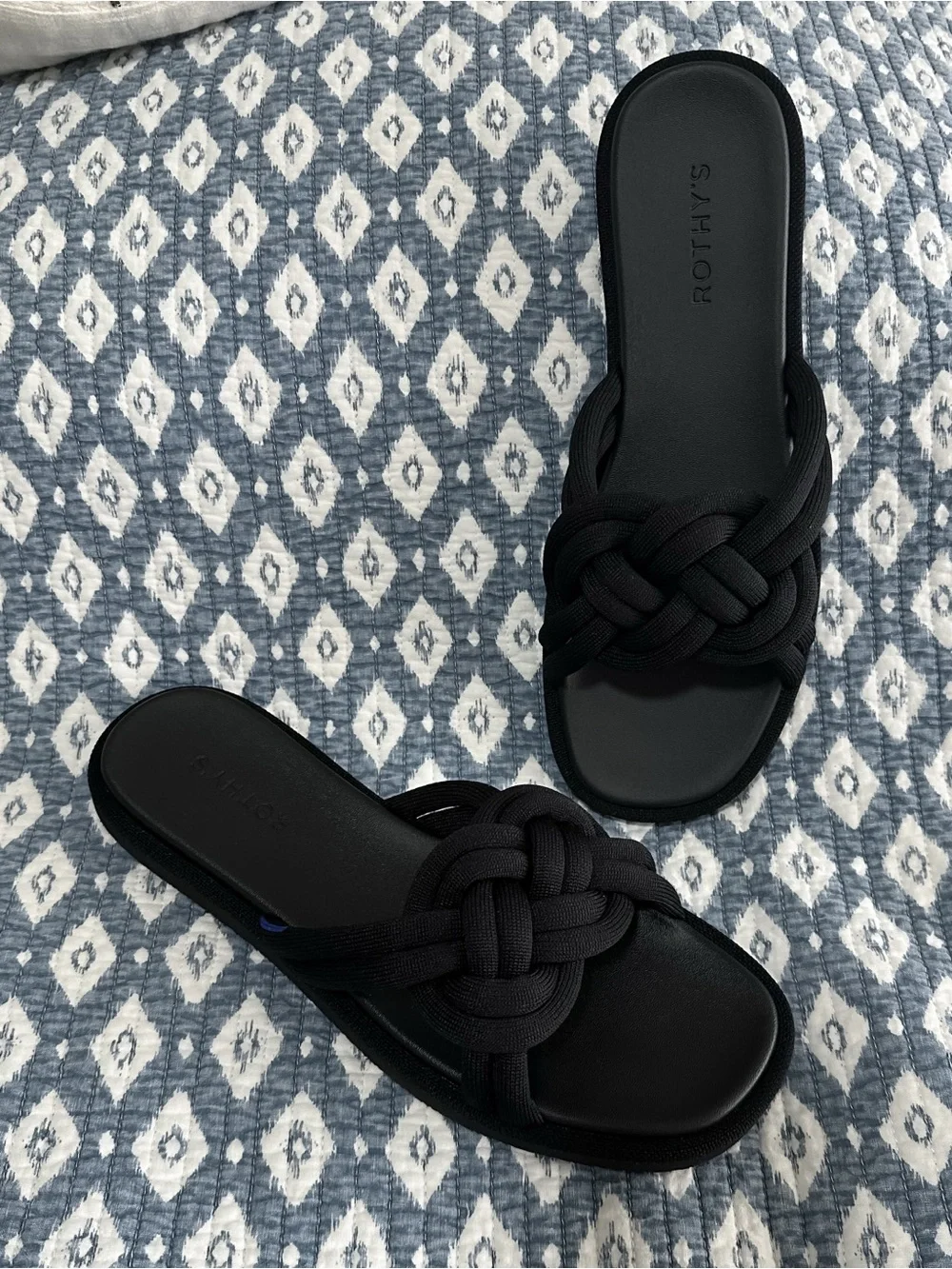 NWOB Rothy’s Summer Sandals 10.5 Black Braided Knot